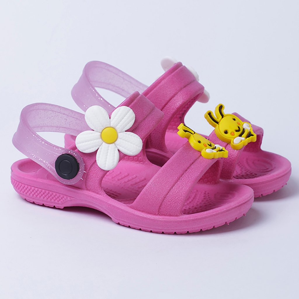 Sandália Infantil Menina Florzinha e Abelha Papete Feminina Com Correia Glitter Várias Cores