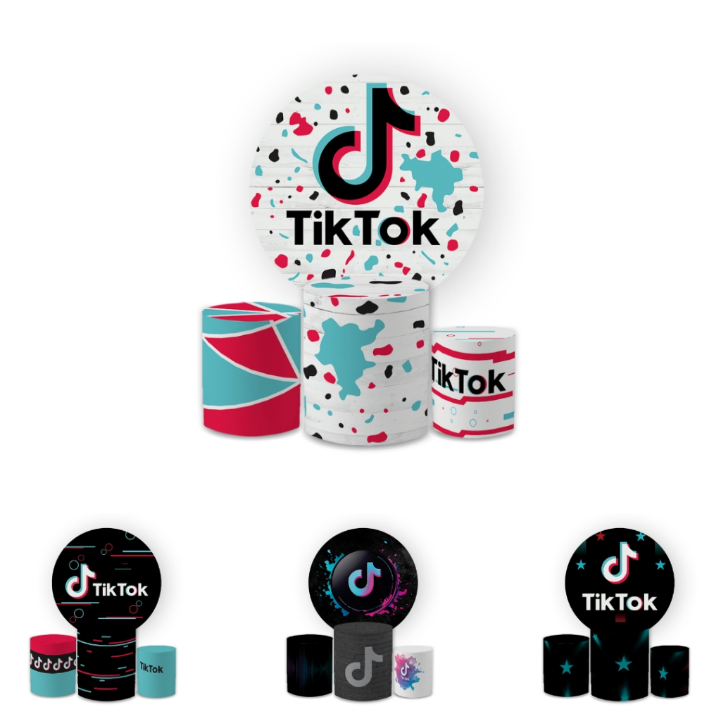 Kit Capas Festivas Para Painel e Cilindros Tikto Videos Aniversario Decoração Lançamento em Oferta na Shopee