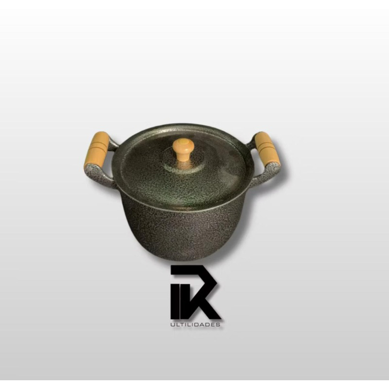 Caldeirão N°18 em Alumínio Batido Fundido Preto/craqueado 2,2 Litros Panela Cozinha em Oferta na Shopee