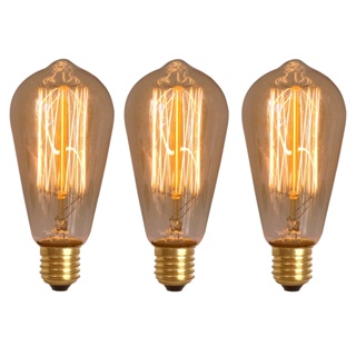 Kit 3x Lâmpada Filamento Carbono Dimerizável Âmbar ST64 E27 40W 220V em Oferta na Shopee