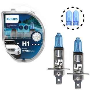 PAR DE LÂMPADAS PHILIPS FAROL ALTO E BAIXO H1 CRYSTAL VISION HALÓGENA 55W 4100K 12V em Oferta na Shopee