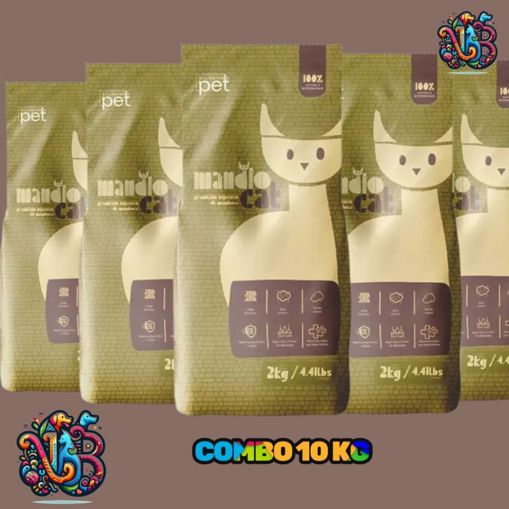 Mandiocat 10kgs Areia Higiênica 100% Natural e Biodegradavel