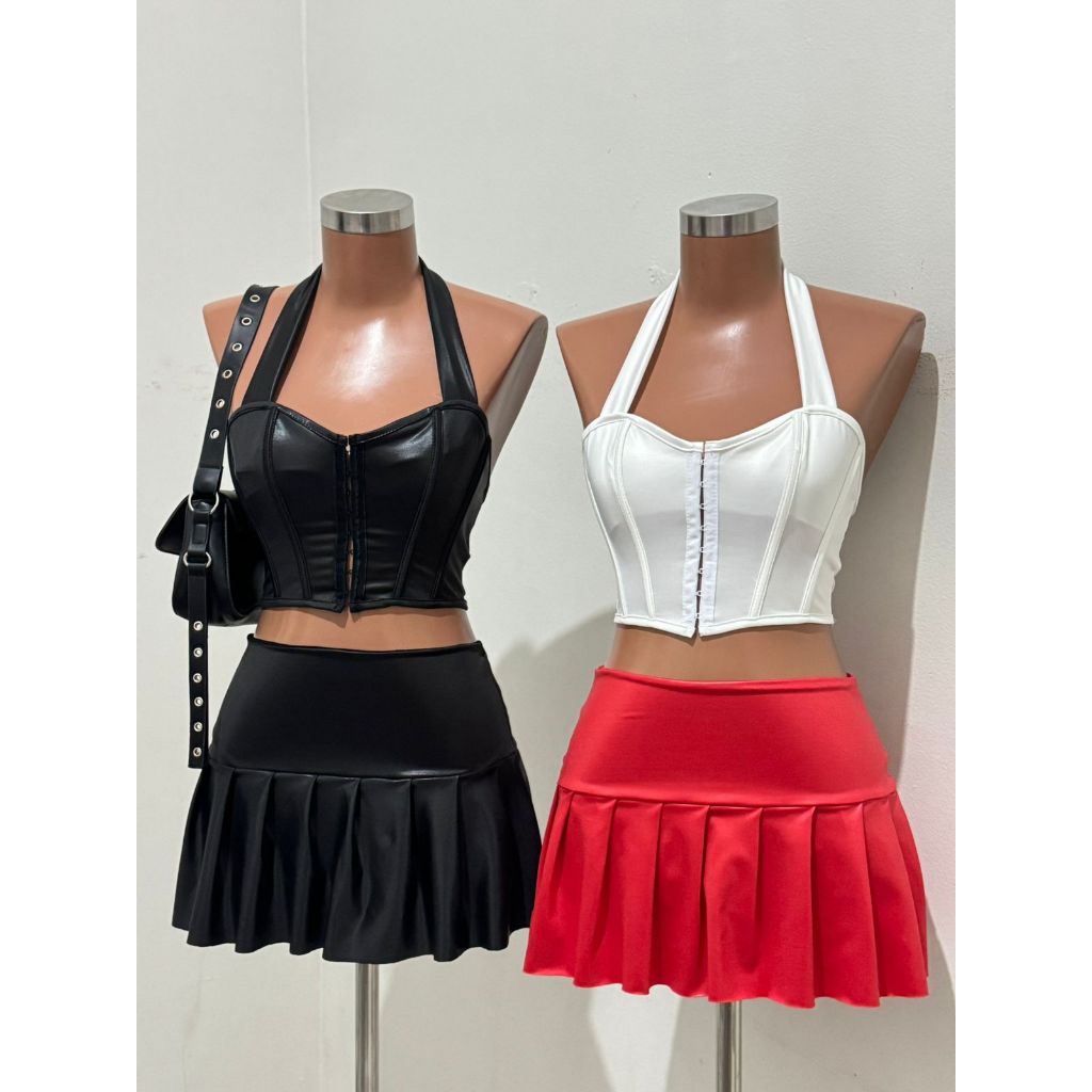 Corselet Francine em Cirrê Acetinado com Barbatanas e Colchetes cropped feminino tendencia moda blogueira