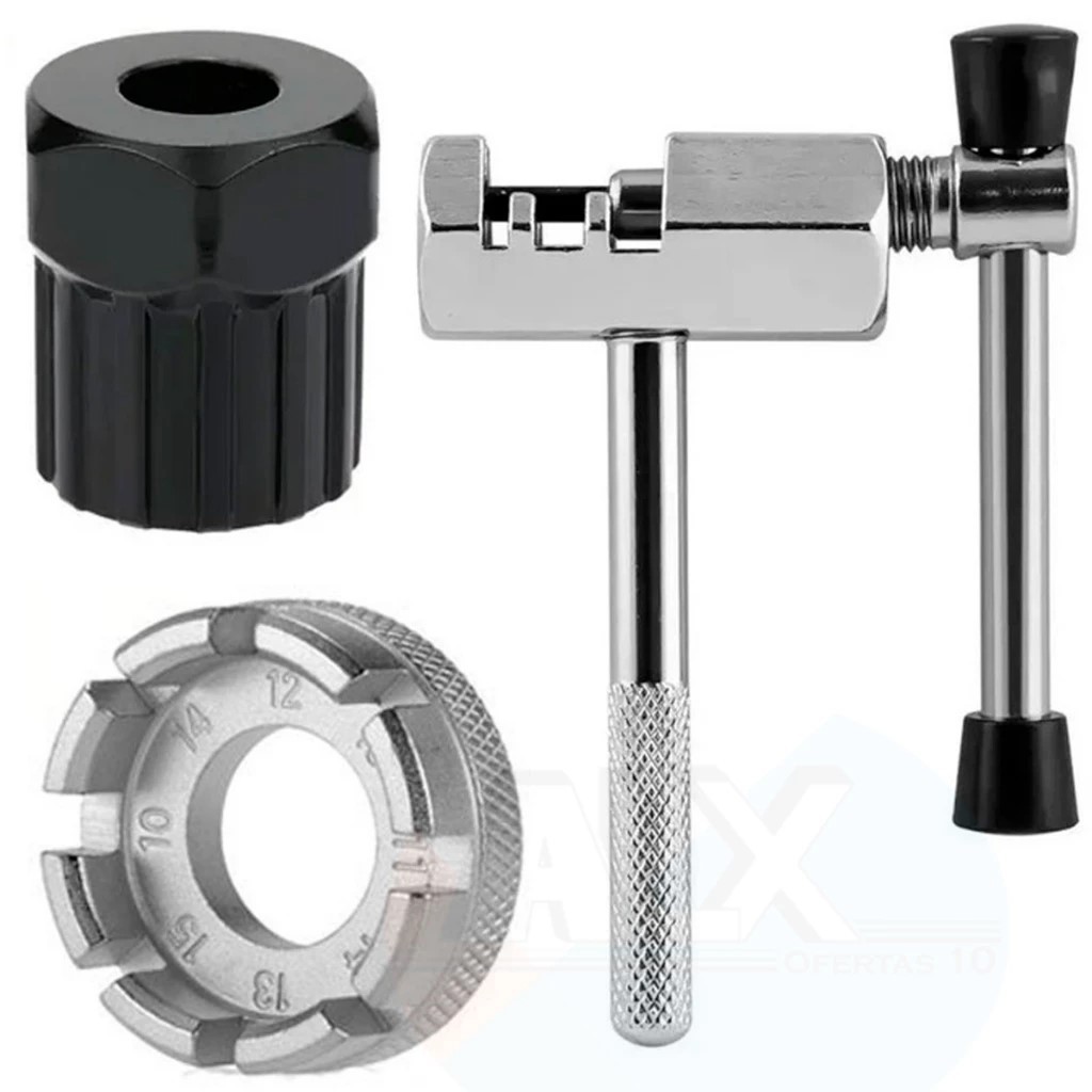 Ferramenta Bike Corrente Saca Pino + Chave De Raio Para Bike + Chave Extrator Catraca/ K7 Cassete Kenli