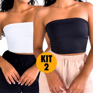 Kit 2 Top Cropped Feminino Tomara que Caia Elegante Festa Moda em Oferta na Shopee