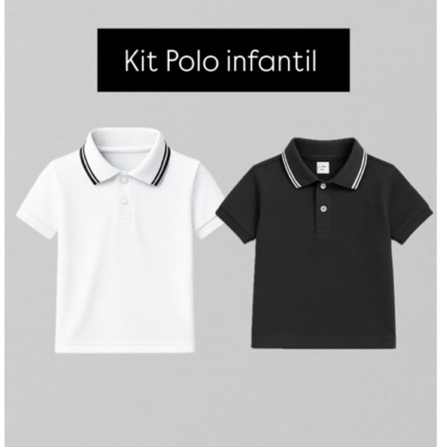 KIT 2 POLOS INFANTIL LISA PARA BEBÊ MODA JUVENIL