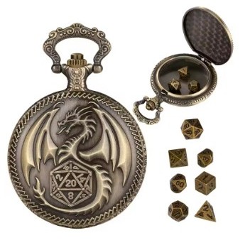 Kit Porta Dados Dragão Mini Dados Metal Jogo RPG Board Game