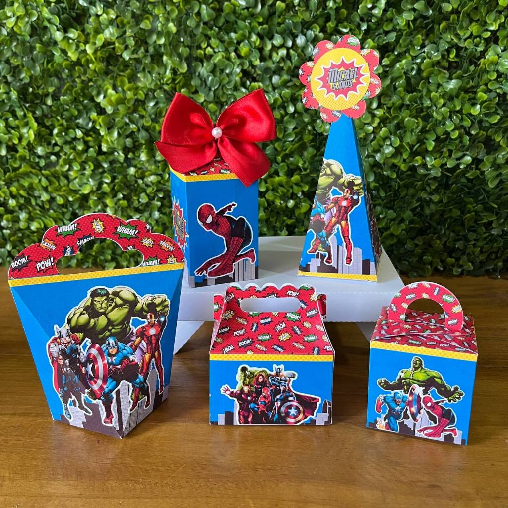 KIT CAIXINHAS PERSONALIZADA VINGADORES - PEGUE E MONTE - Festa - Lembrancinha - Aniversário