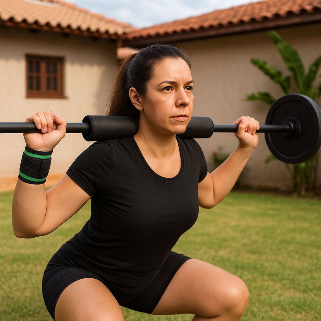 Barra Pump Oca 118cm com Munhequeira Profissional e Protetor – Musculação Completa Academia em Casa Treino Lançamento