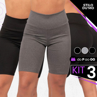 Kit C/3 Bermuda Feminina Ciclista Shorts Feminino de Academia