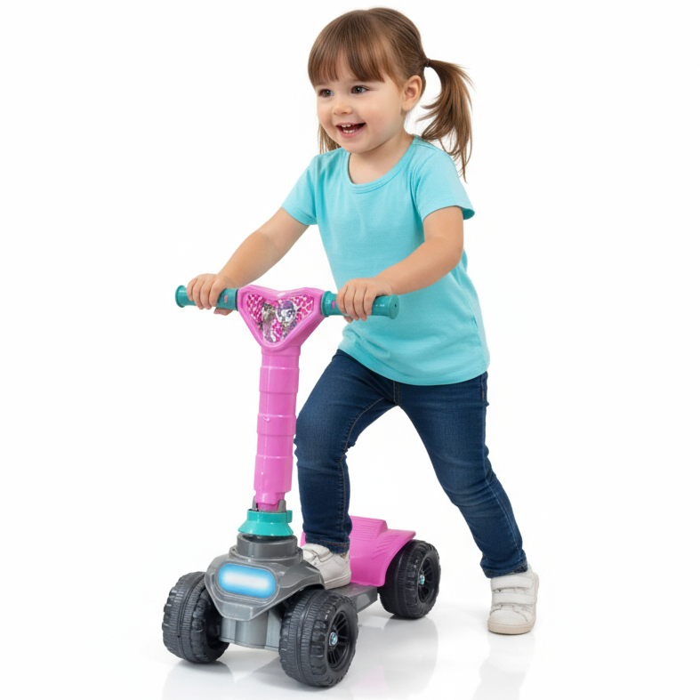 Patinete Infantil Rosa para Meninas - Aventura Garantida com 4 Rodas e Altura Ajustável! em Oferta na Shopee