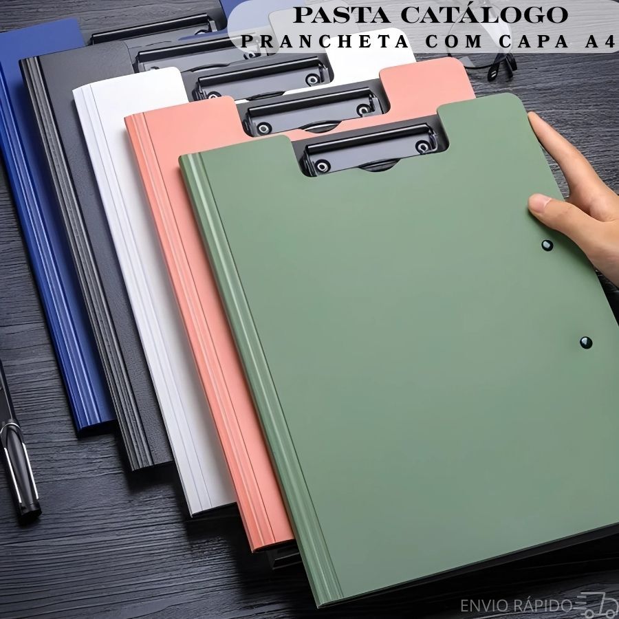 Pasta Catálogo Prancheta com Capa A4 em Polipropileno  Uso Escolar Universitário e Comercial