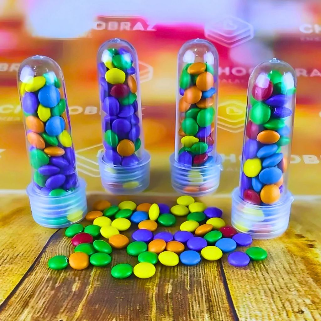 10~50 MINI TUBETE ACRÍLICO 8CM LEMBRANCINHAS INCOLOR TRANSPARENTE