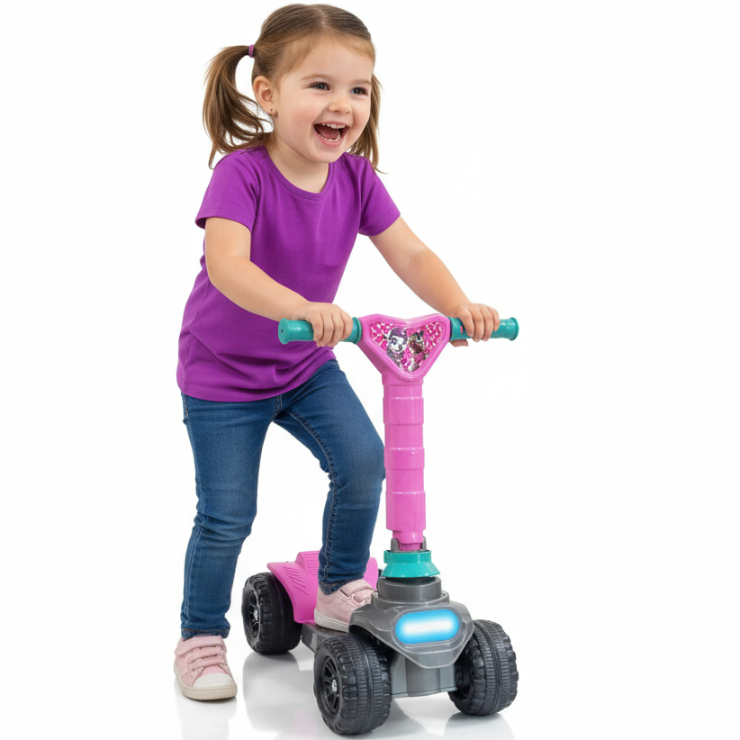 Patinete Infantil 4 Rodas Rosa - Aventura e Diversão Para Meninas de 2 a 5 Anos! em Oferta na Shopee