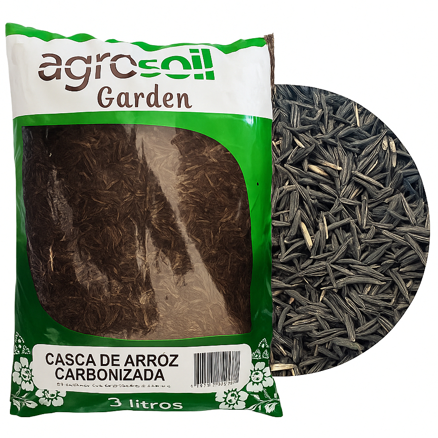 Casca De Arroz Carbonizada 3 Litros Agrosoil