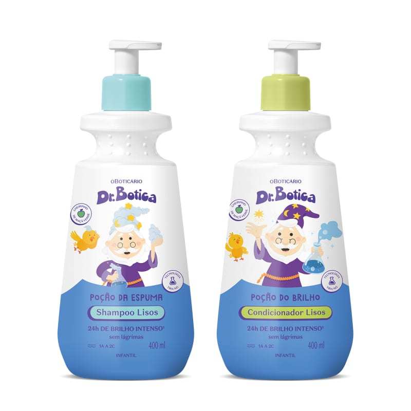 Combo Dr. Botica Cabelos Lisos 1A 2C: Shampoo Infantil 400ml + Condicionador Infantil 400ml