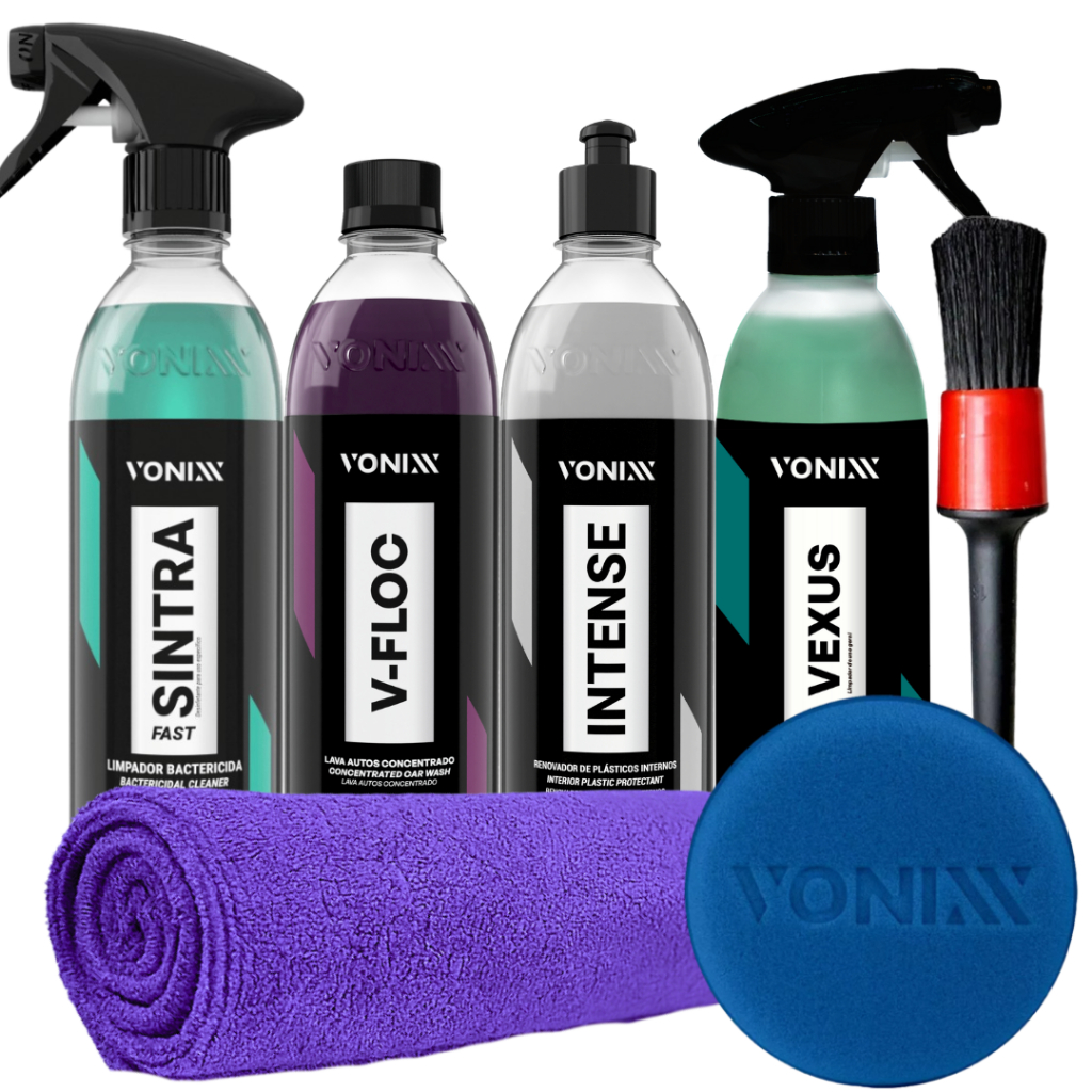 Kit Completo de Detalhamento Automotivo Vonixx – V-FLOC, INTENSE, SINTRA, VEXUS