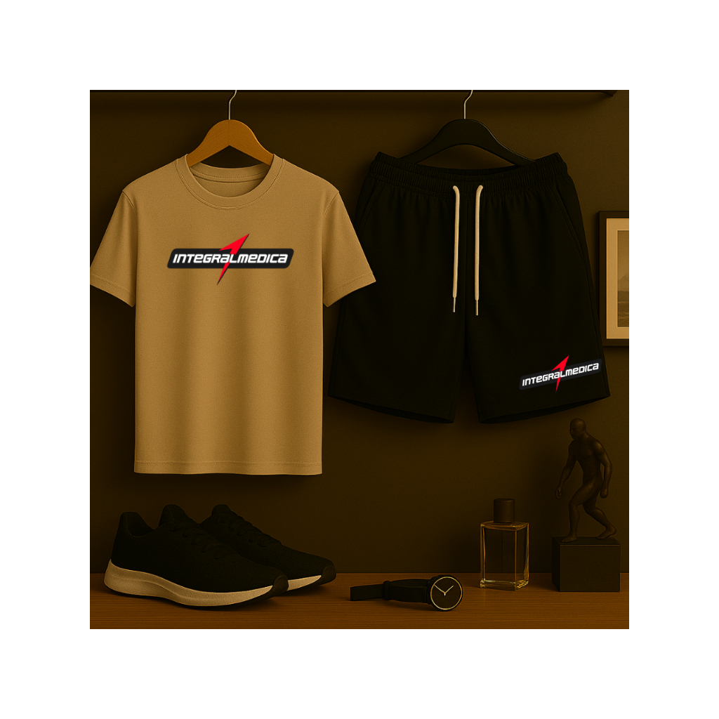 Conjunto Blusa Algodão e Shorts Tactel ou Camiseta e Bermuda Avulso Treino Academia Corrida Esportes Masculino