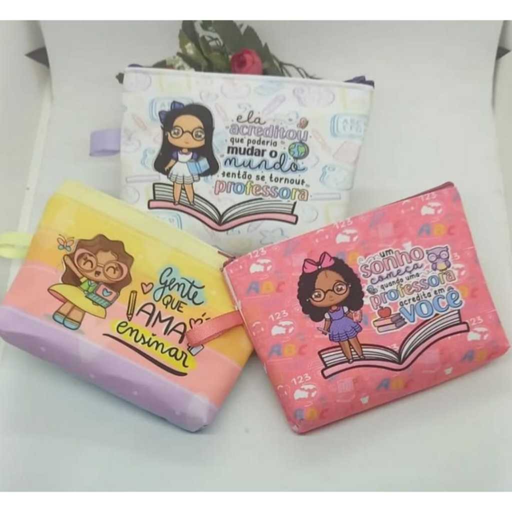 Necessaire homenagem ao Dia dos Professores bolsinha lembrancinha.
