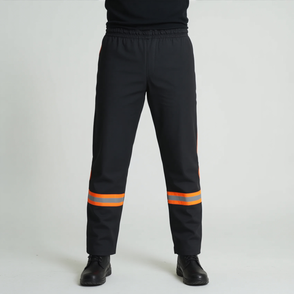 Calça Refletiva Brim Cores - Com Faixa Refletiva Laranja