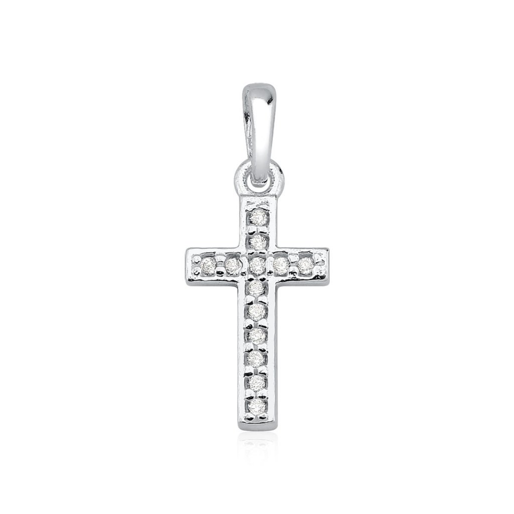 Pingente de Prata 925 Cruz com Zircônias Cravejadas em Oferta na Shopee