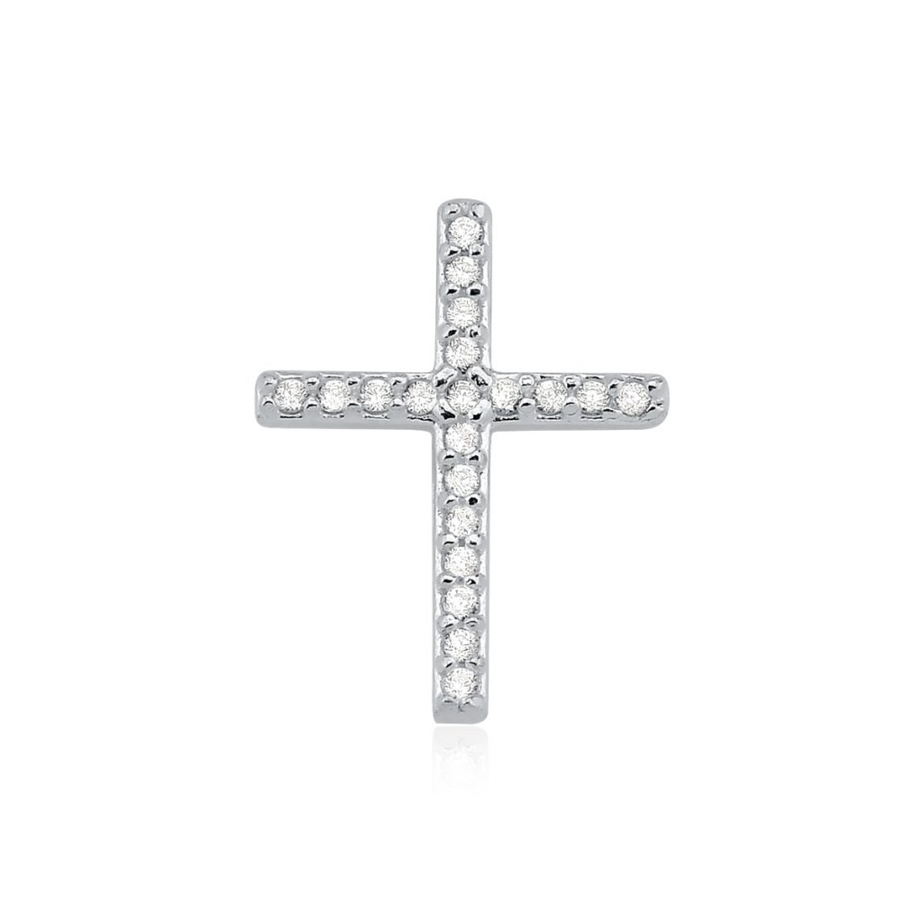 Pingente Passante de Prata 925 Cruz com Zircônias em Oferta na Shopee