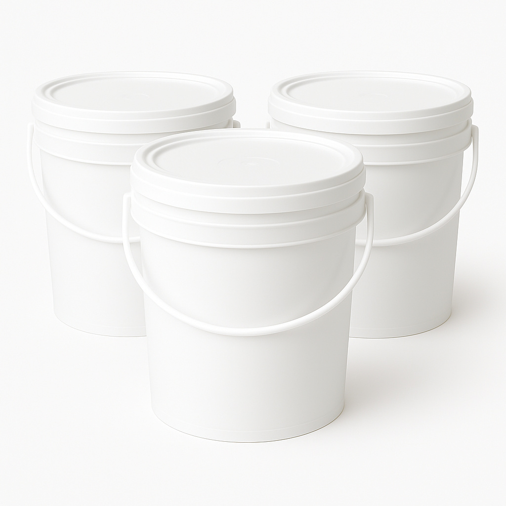 Kit 03 Baldes Plástico 5L Atóxico com Tampa Hermética e Alça para Armazenamento Alimentos Bebidas em Oferta na Shopee