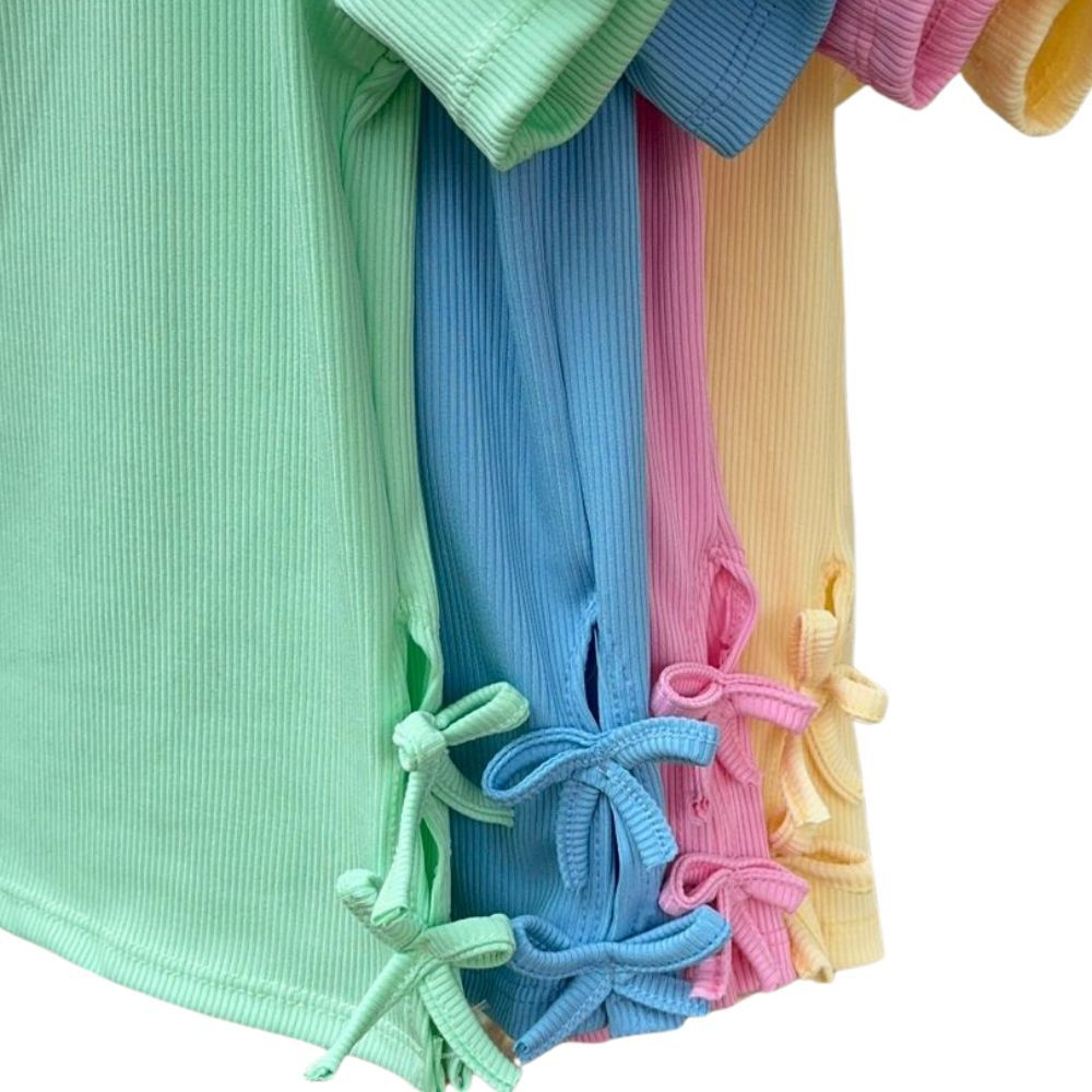 Blusa infantil blusa menina blusa manga curta blusa laço menina roupa menina blusa manga curta verão