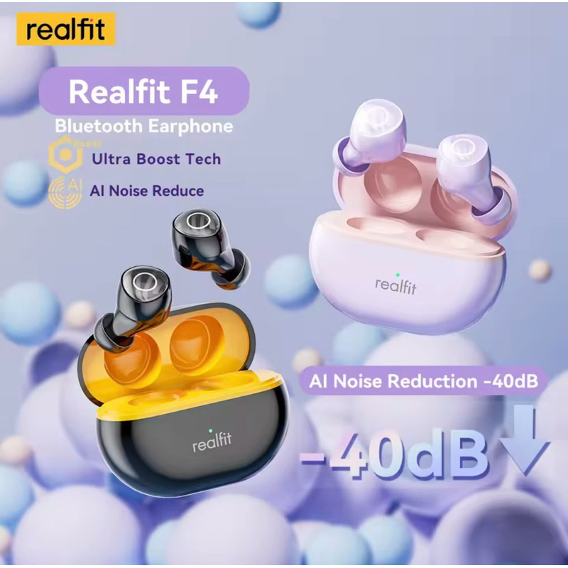 Fone De Ouvido Bluetooth Realfit F4 ANC Sem Fio Cancelamento De Ruído Ativo 30H Bateria Bluetooth 5.4 Original
