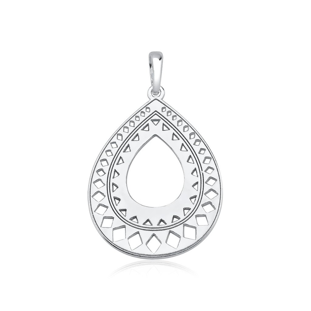Pingente de Prata 925 Gota Vazada e Detalhada em Oferta na Shopee