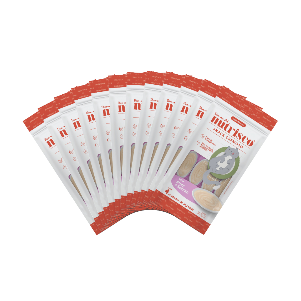 Petisco Gatos Nutrisco Cremoso Atum e Salmão Cx c/12 em Oferta na Shopee