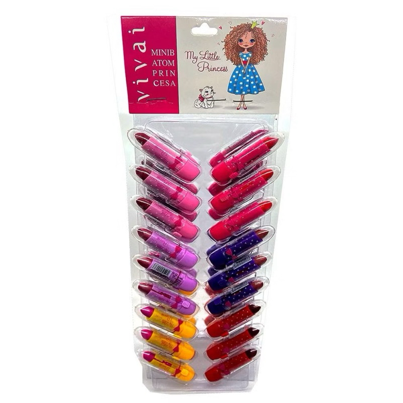Kit 36 Unidades Mini Batom Princesa Vivai 3081.1.1