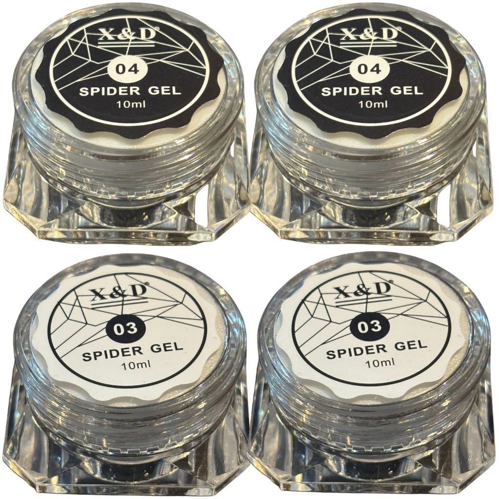 04 Spider Gel Teia De Aranha Preto/branco X&d 10ml.