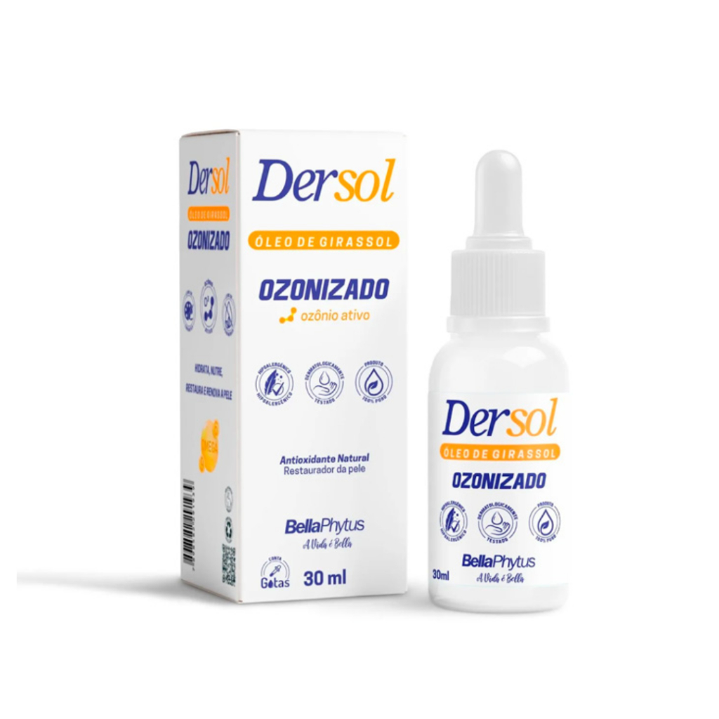 Óleo de Girassol Ozonizado Extra Virgem 30ml Dersol 100% Puro