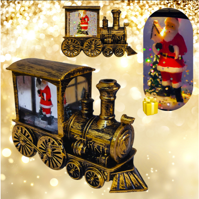 Trem luminaria de natal papai noel enfeite natalino com led 130cm