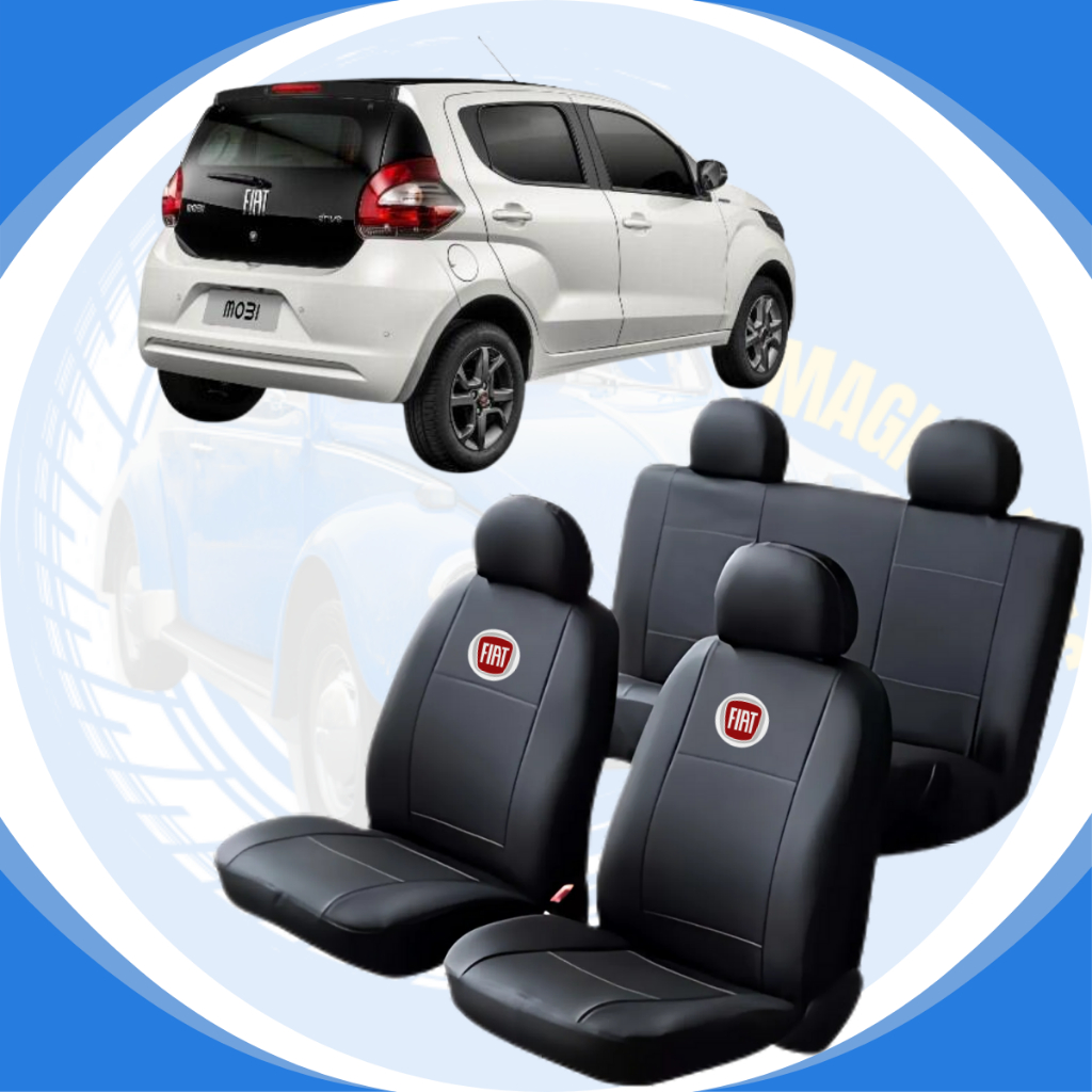 Kit Completo Capas para Banco de Carros Couro e Tecido Automotivos Linha Fiat Uno Wey Com Logo