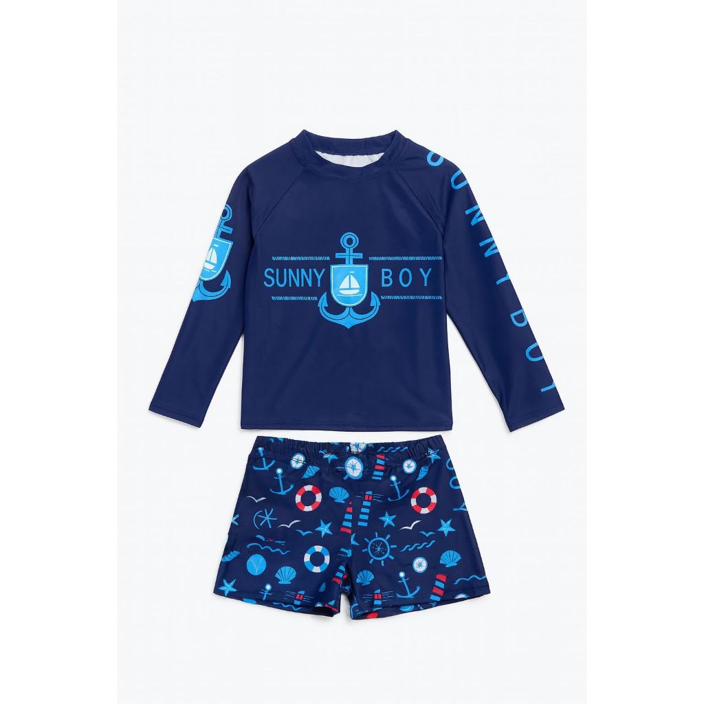 Conjunto de Menino Sunga Infantil Forro Duplo + Camisa Proteção UV Verão