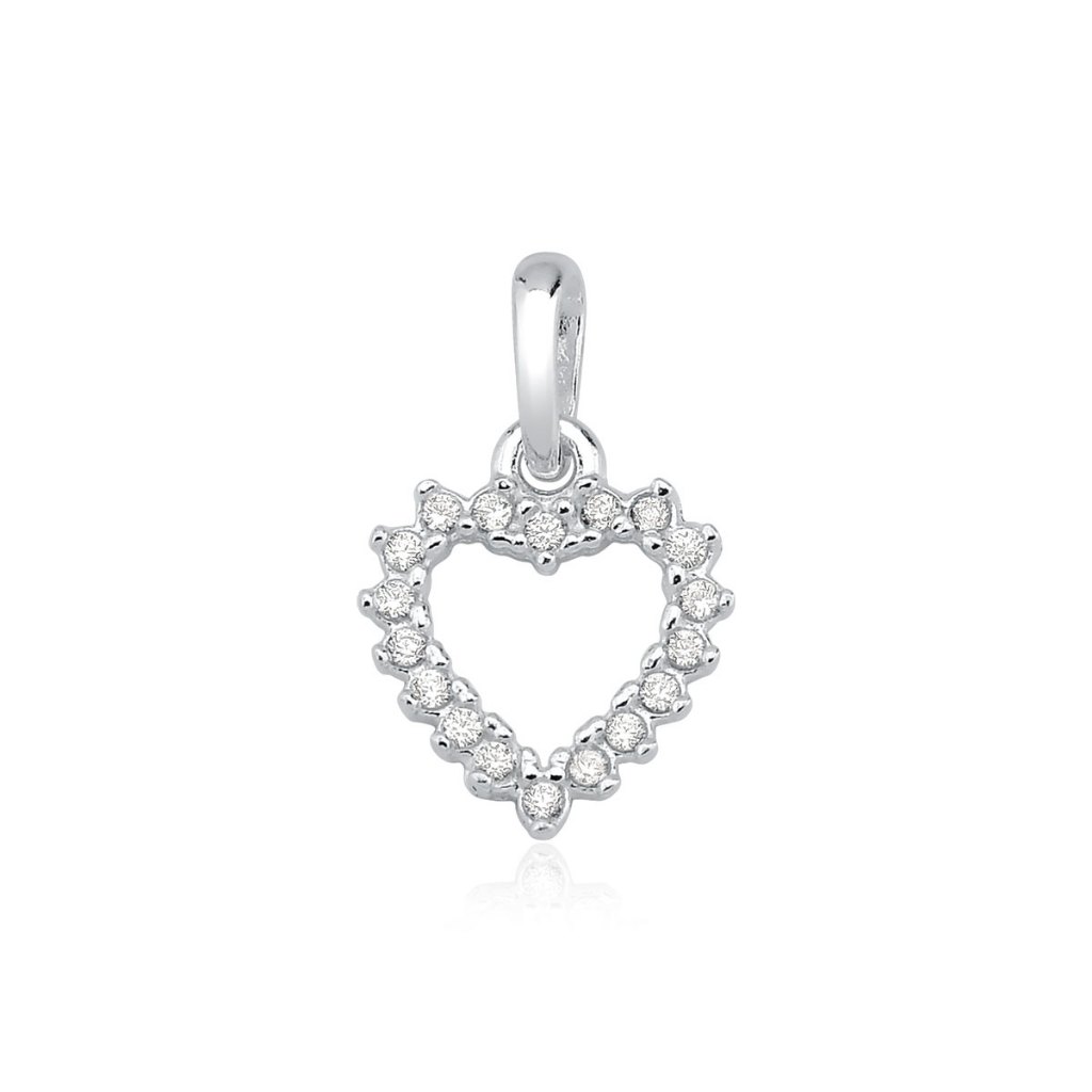 Pingente de Prata 925 Coração Vazado com Zircônias Cravejadas em Oferta na Shopee