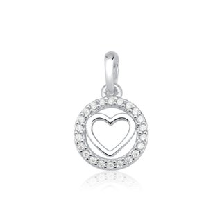 Pingente de Prata 925 Círculo com Coração Vazado e Cravejado em Oferta na Shopee