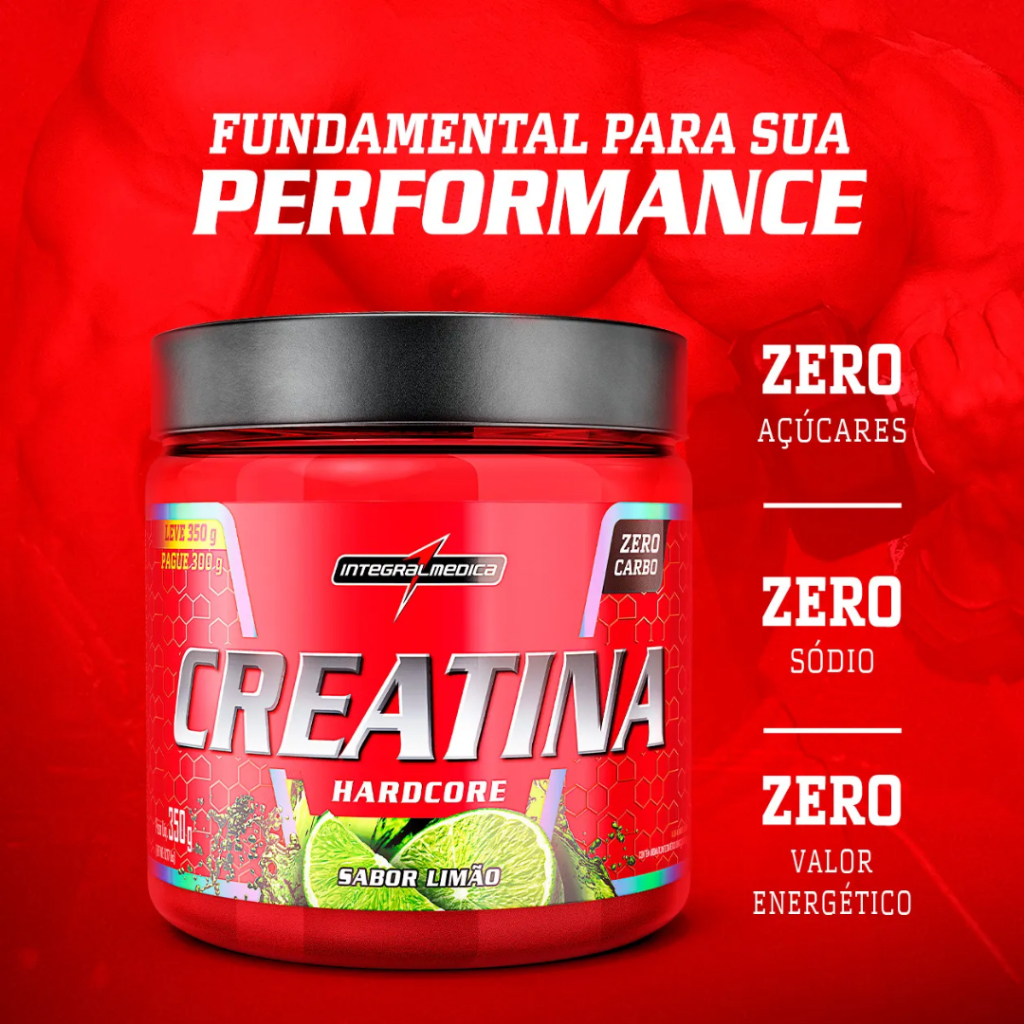 Detalhes do Creatina Hardcore 350g Sabor Limão - Integral Médica