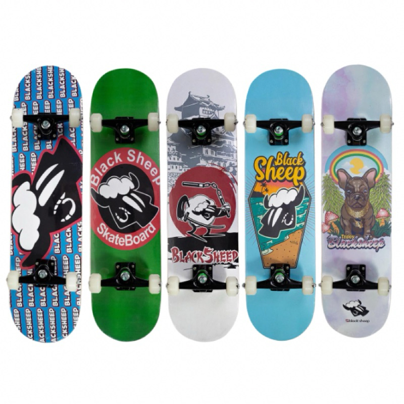 Skate Completo Montado Black Sheep Pronto Para Andar Criança e Adulto Até 100kg