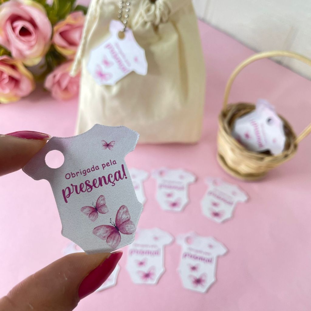 Envio imediato - TAG com furo para lembrancinha chá de bebe menina rosa jardim das borboletas jardim encantado borboleta em Oferta na Shopee