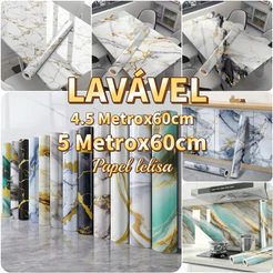 papel de parede Adesivos para cozinha 4,5 Metro x 60 cm Resistente a Agua/Óleo material lavável