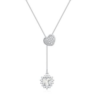 Colar Feminino de Prata 925 Gravatinha com Coração Detalhado
