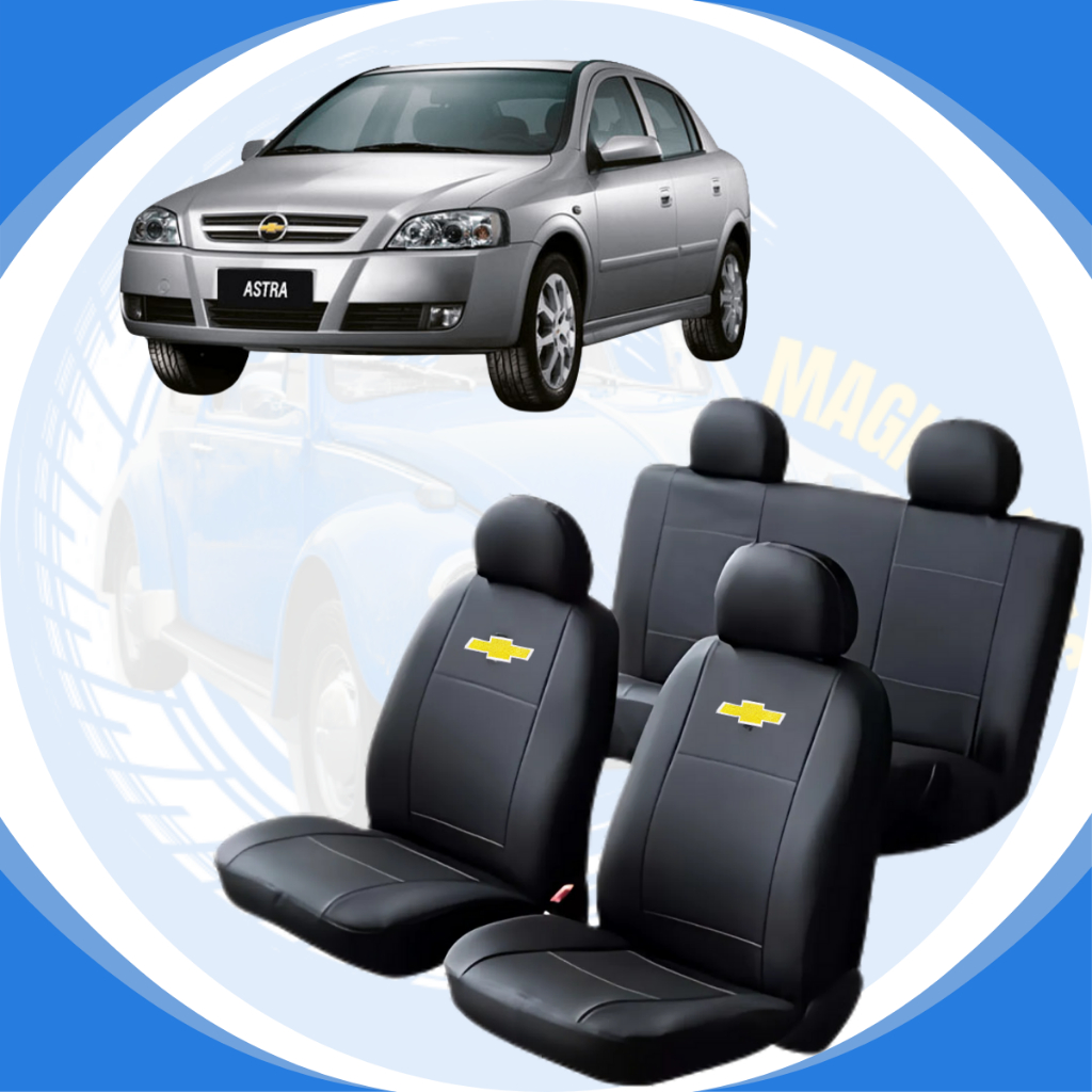 Capa Jogo Banco de Carro Modelo Universal Chevrolet Astra Celta Corsa Couro Courvin e Tecido