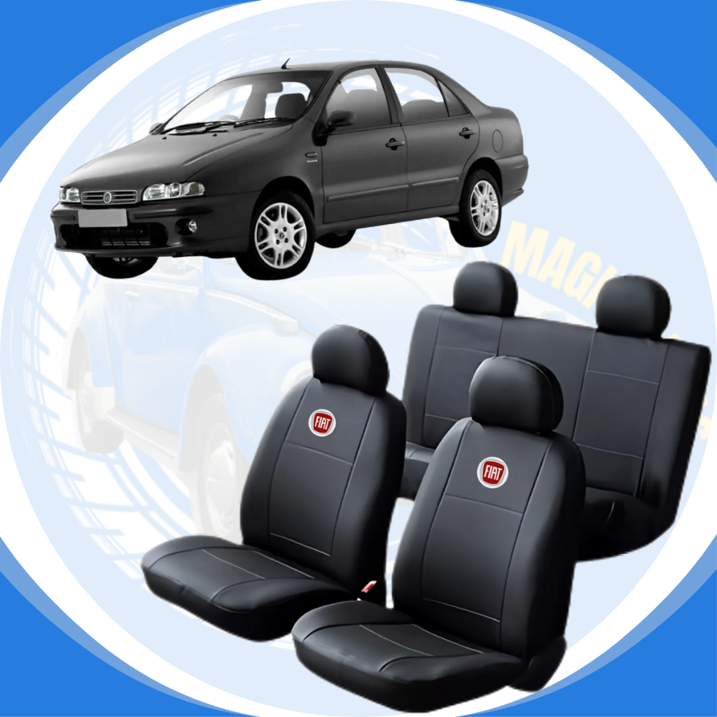 Kit Completo Capas para Banco de Carros Automotivos Couro Couvin e Tecido Modelos Fiat Uno com Logo