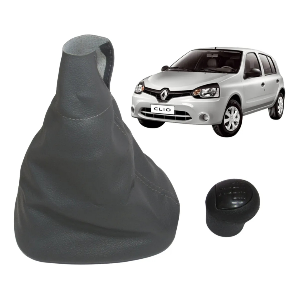 Coifa Guarda Pó Alavanca Câmbio Com Manopla Renault Clio 2005 2006 2007 2008 2009 2010 2011 2012 2013 2014 2015 2016