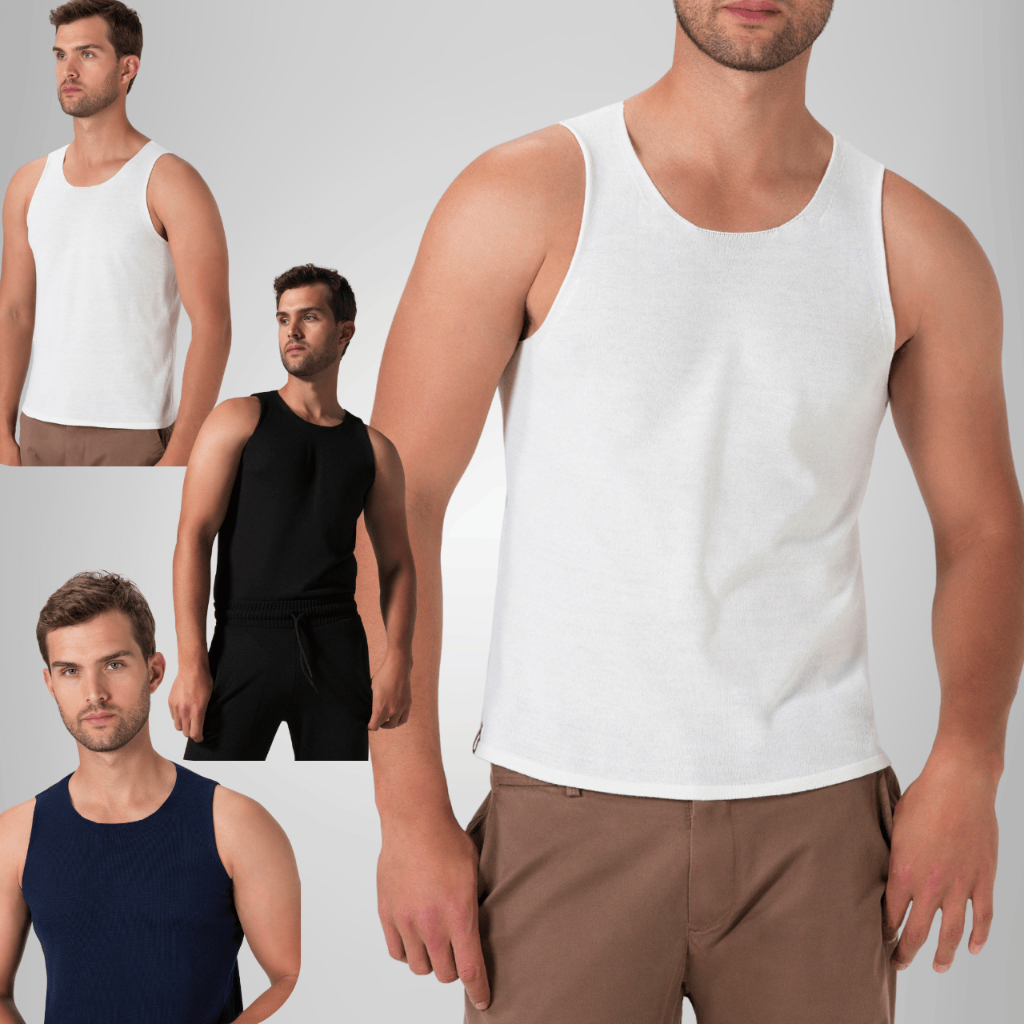 Regata Tricô Masculina Premium Conforto Estilo Atemporal Elegante Tricot Chic