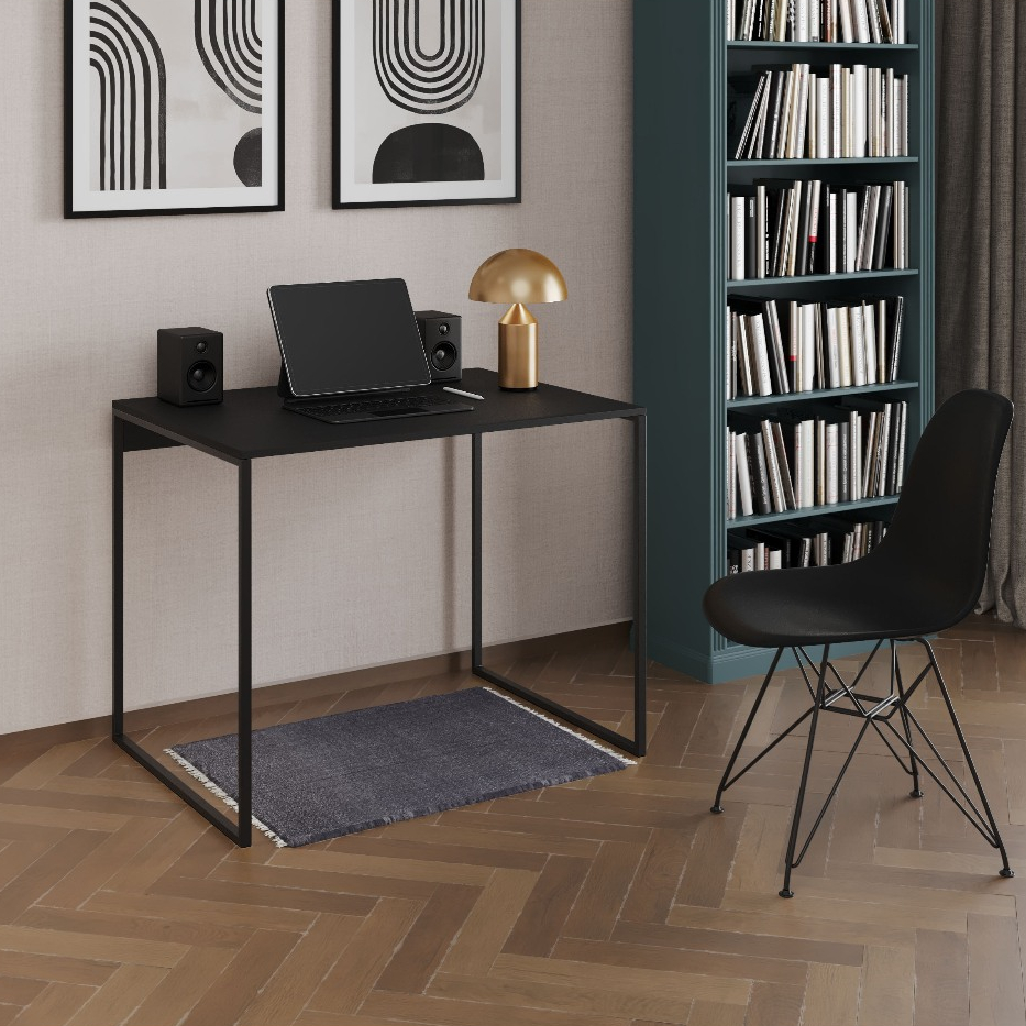 Mesa Escrivaninha Industrial Grécia 90x53cm + Cadeira Eames em Ferro para Escritório e Home Office