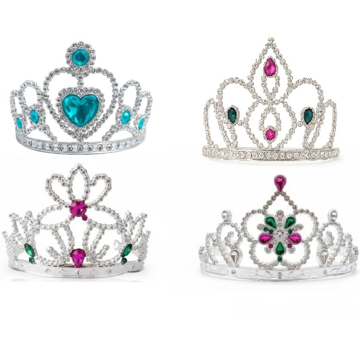 TIARA COROA PRINCESA METALIZADA  AZUL OU ROSA MODELOS